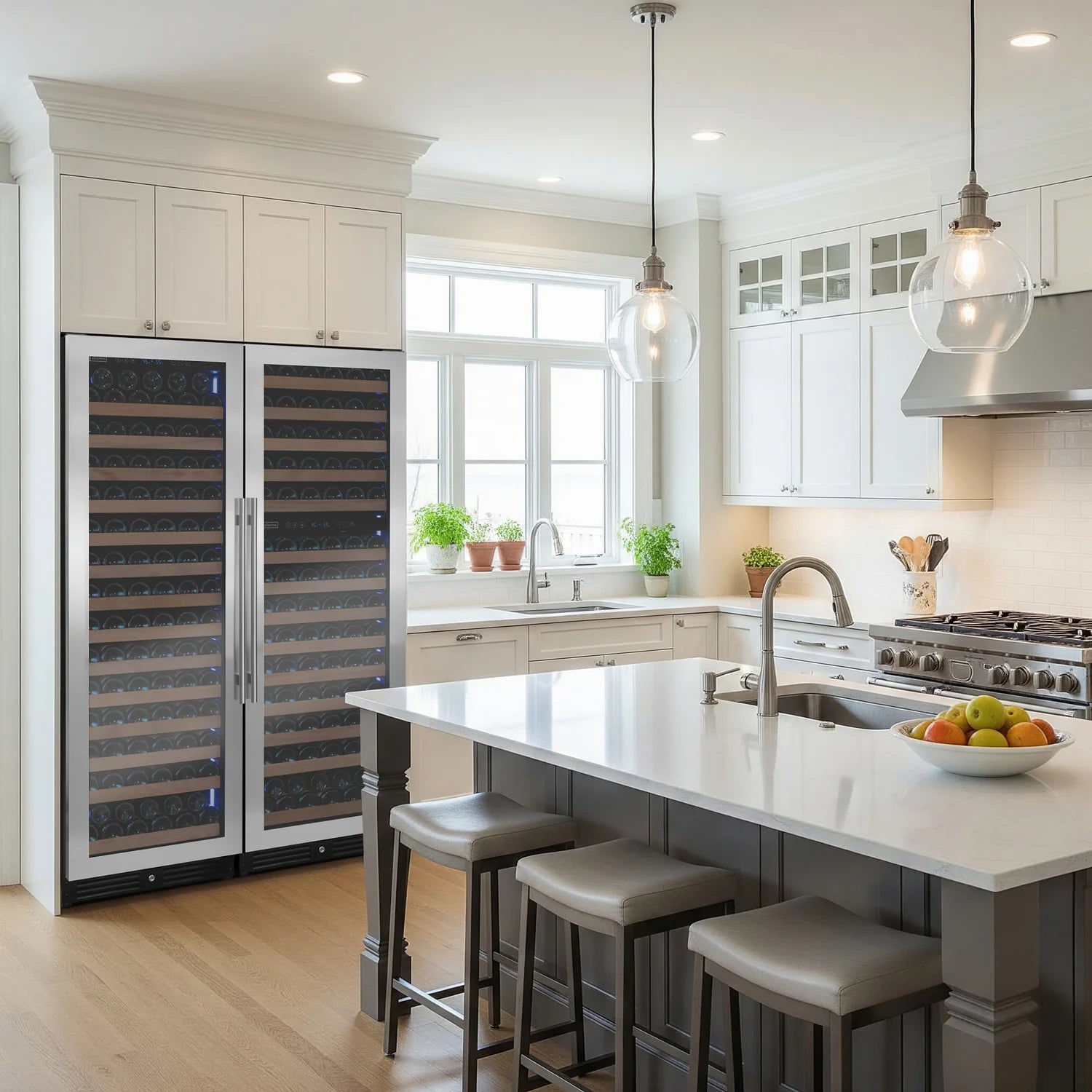 Allavino Reserva Series 308 Bottle 71" Tall Four Zone Stainless Steel Side-by-Side Wine Refrigerator