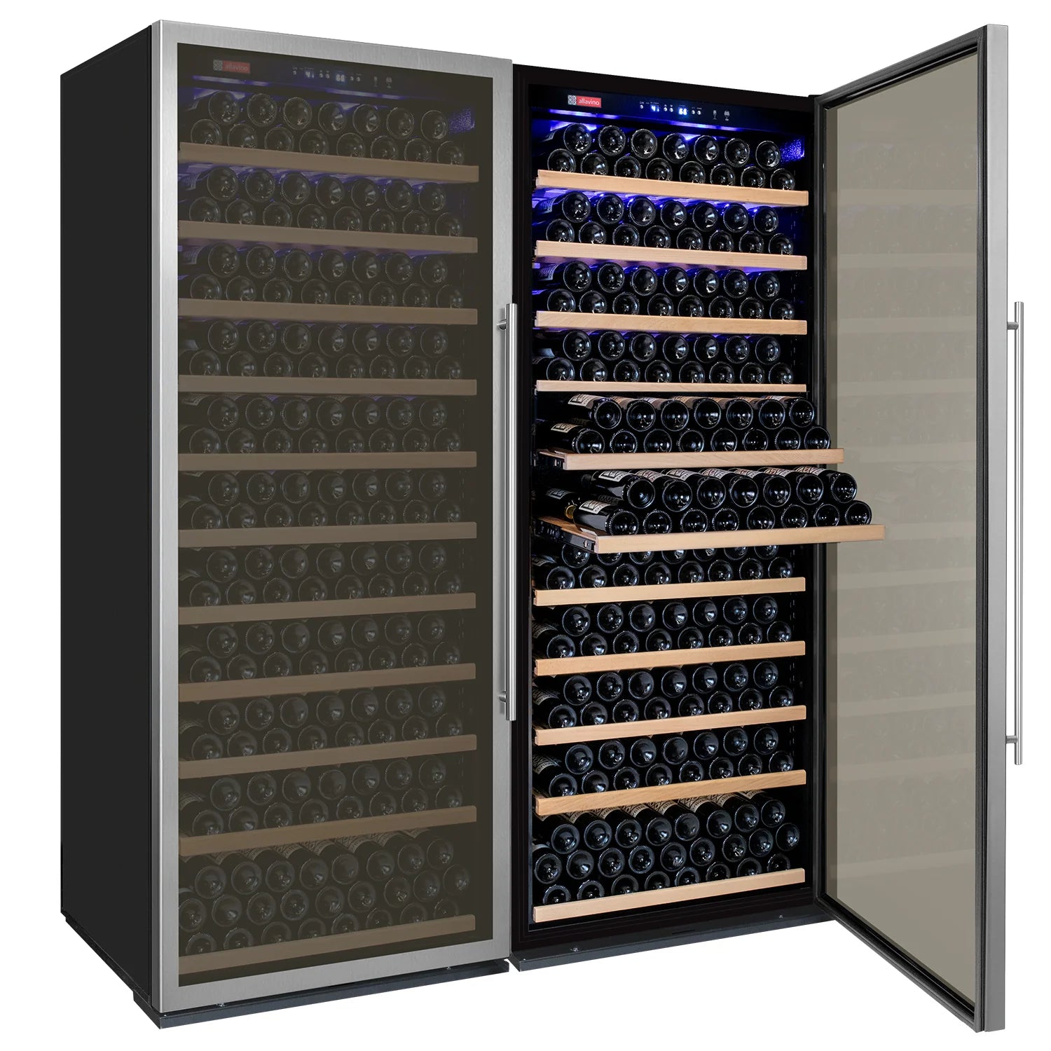 Allavino 63" Wide Vite II Tru-Vino 554 Bottle Dual Zone Stainless Steel Side-by-Side Wine Refrigerator