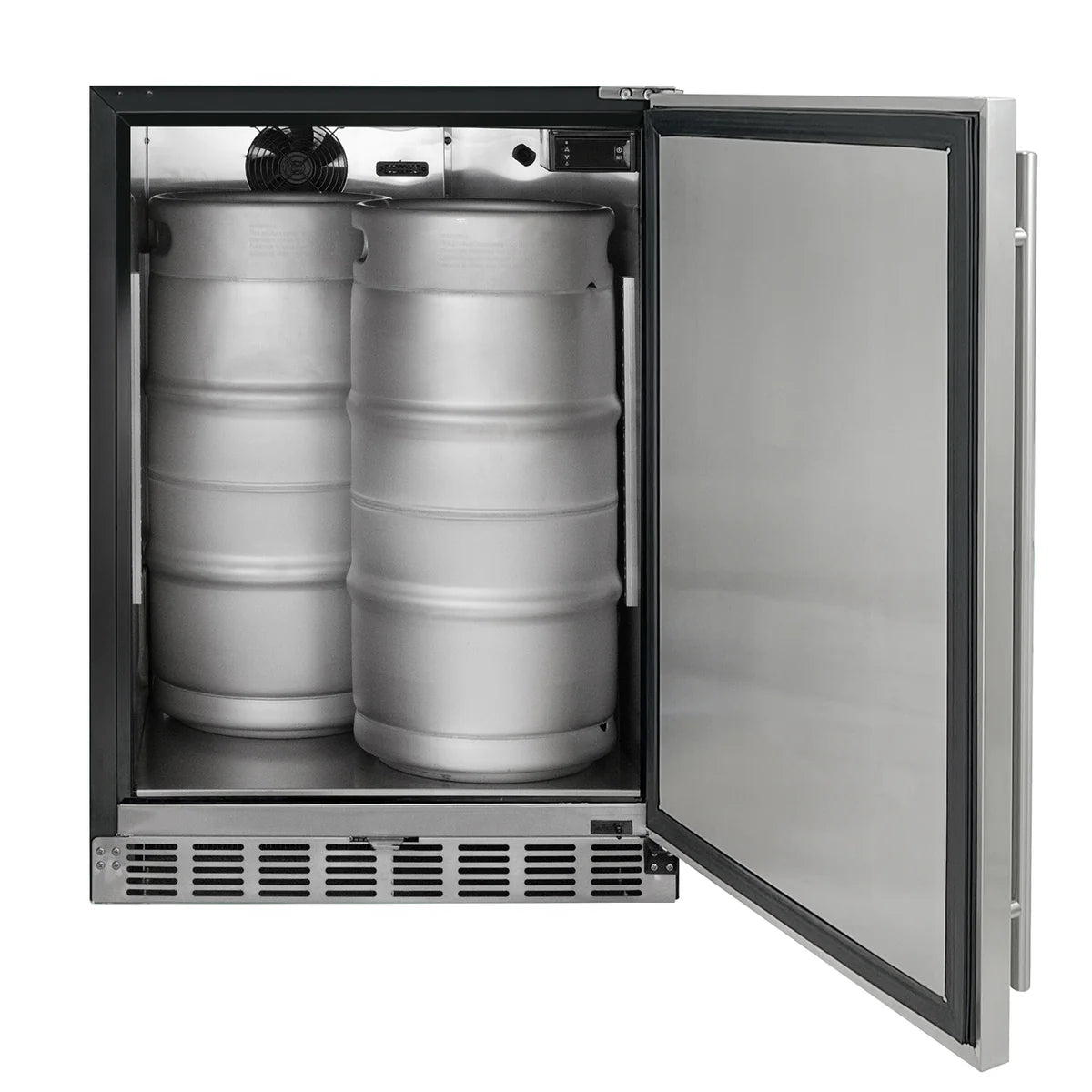 KEGCO 24" Wide Dual Tap Stainless Steel Built-In Right Hinge Kegerator