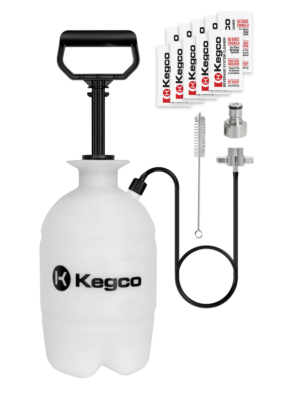 KEGCO 1 Gallon Homebrew Hand Pump Pressurized Kegerator Cleaning Kit w/No-Rinse Cleaner