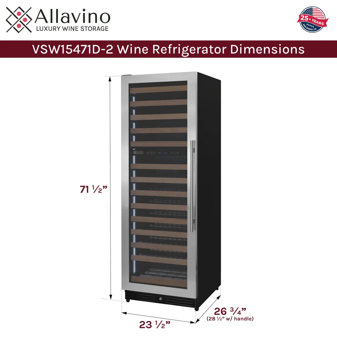 Allavino Reserva Series 163 Bottle 71" Stainless Steel Wine Refrigerator