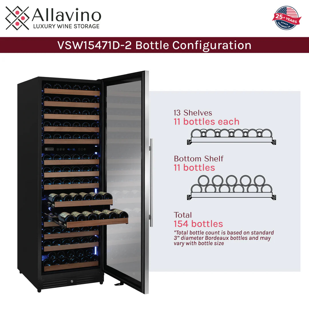 Allavino Reserva Series 163 Bottle 71" Stainless Steel Wine Refrigerator