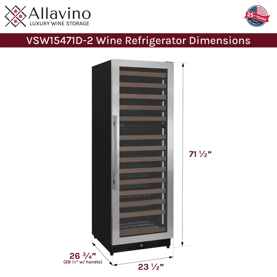 Allavino Reserva Series 163 Bottle 71" Stainless Steel Wine Refrigerator