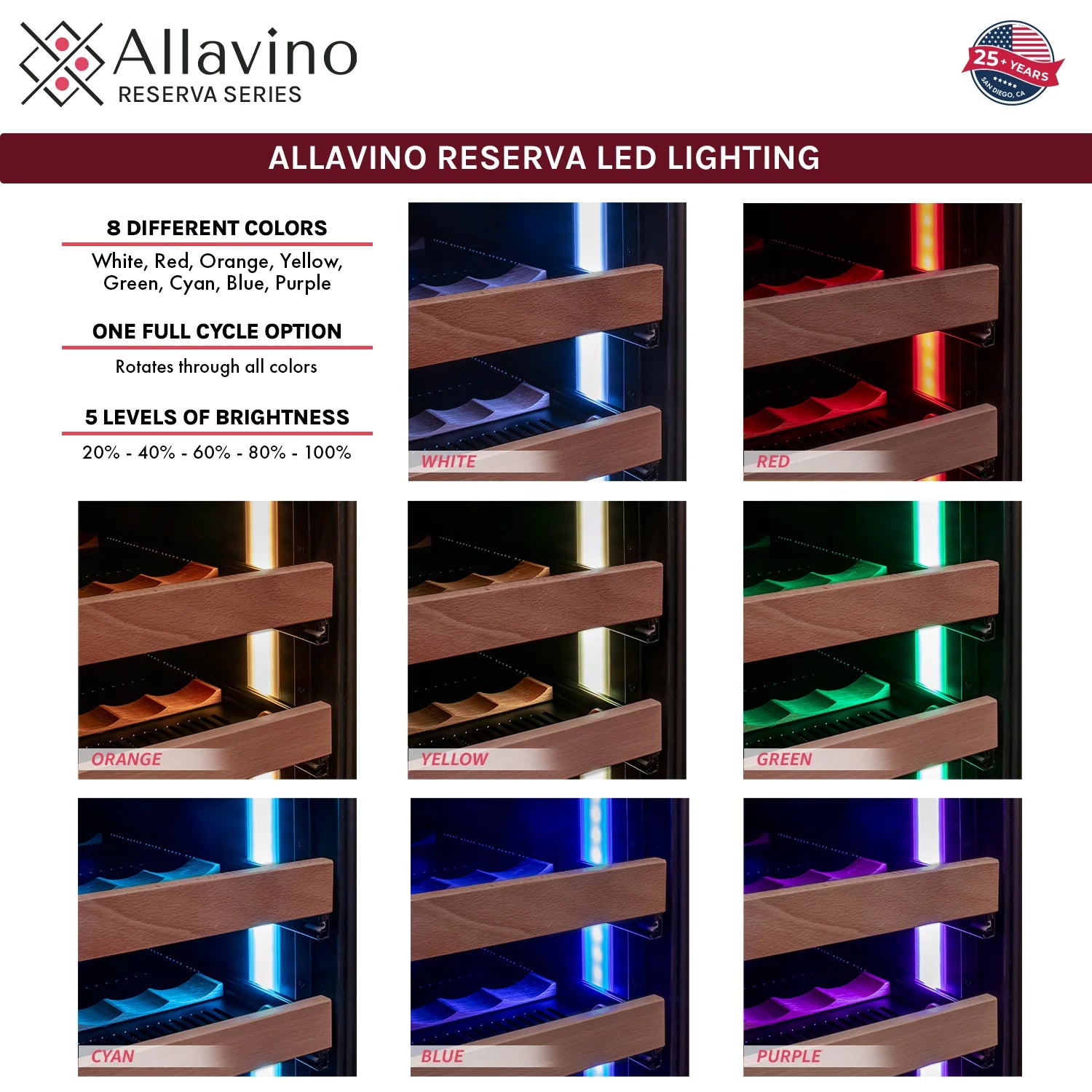 Allavino Reserva Series 163 Bottle 71" Tall Single Zone Right Hinge Stainless Steel Wine Refrigerator