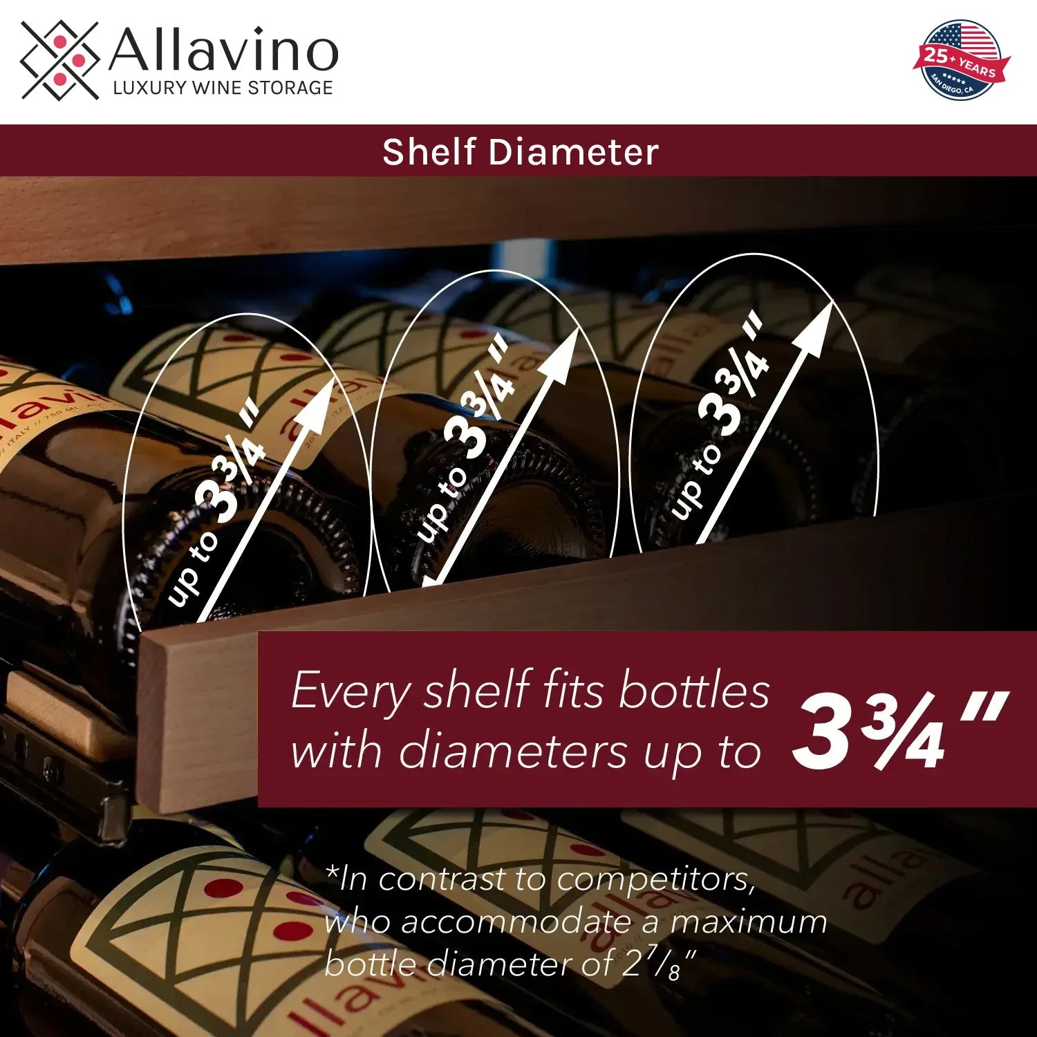 Allavino Reserva Series - 51 Bottle Single Zone Built-in Luxury Wine Refrigerator with Stainless Steel Door - Right Hinge