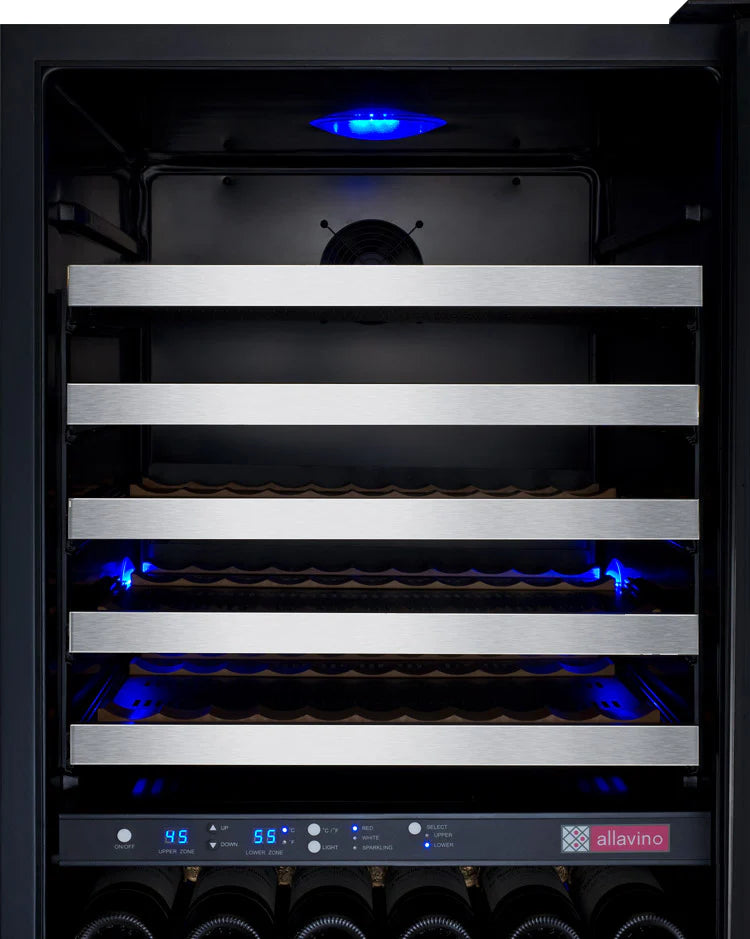 Allavino 24" Wide FlexCount II Tru-Vino 177 Bottle Dual Zone Silver Left Hinge Wine Refrigerator (Copy)