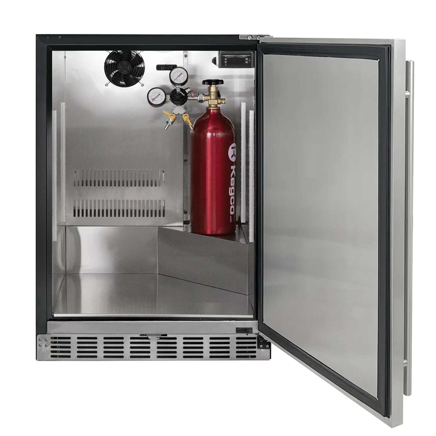 Kegco 24" Wide Single Tap Stainless Steel Built-In Right Hinge Kegerator with Kit