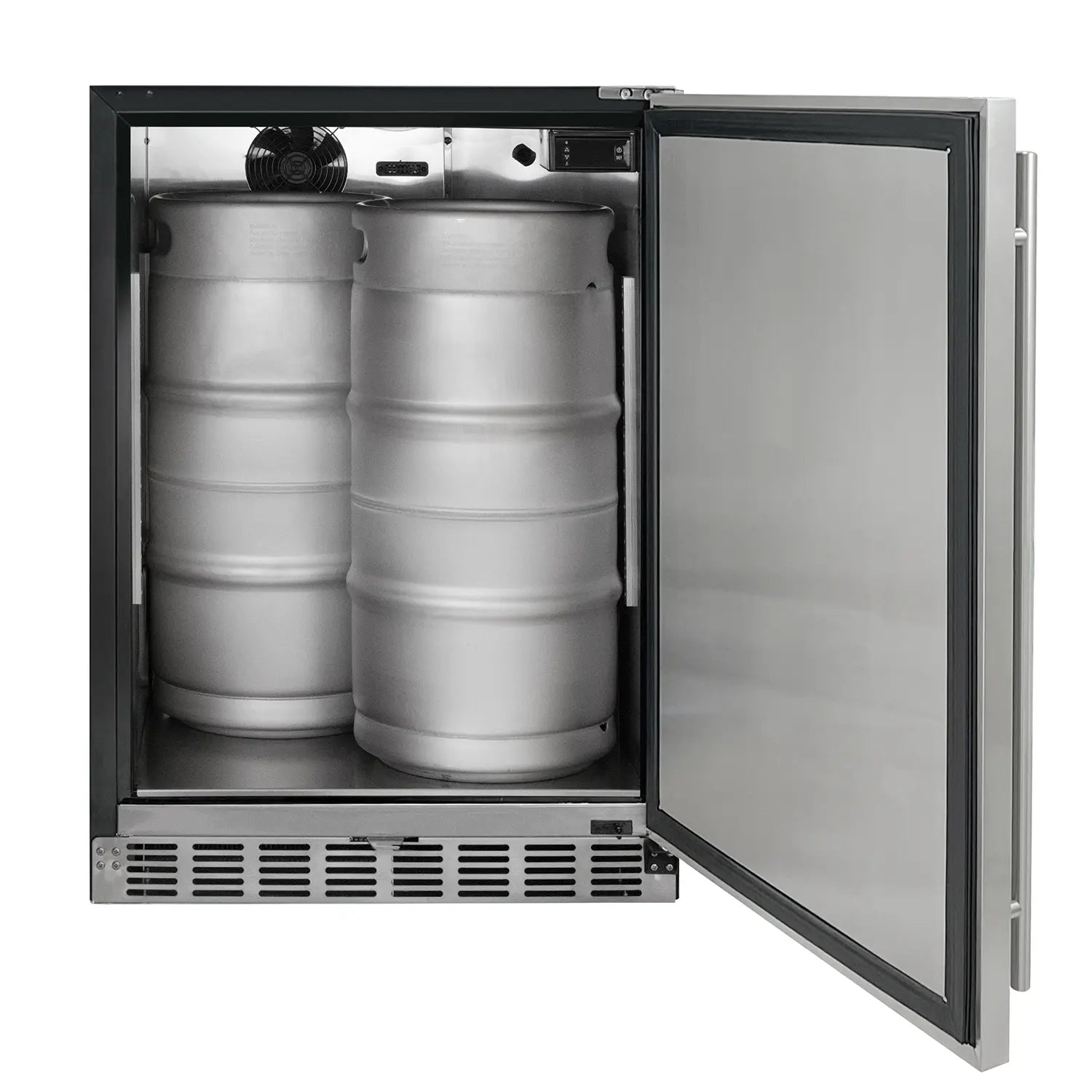 Kegco 24" Wide Single Tap Stainless Steel Built-In Right Hinge Kegerator with Kit