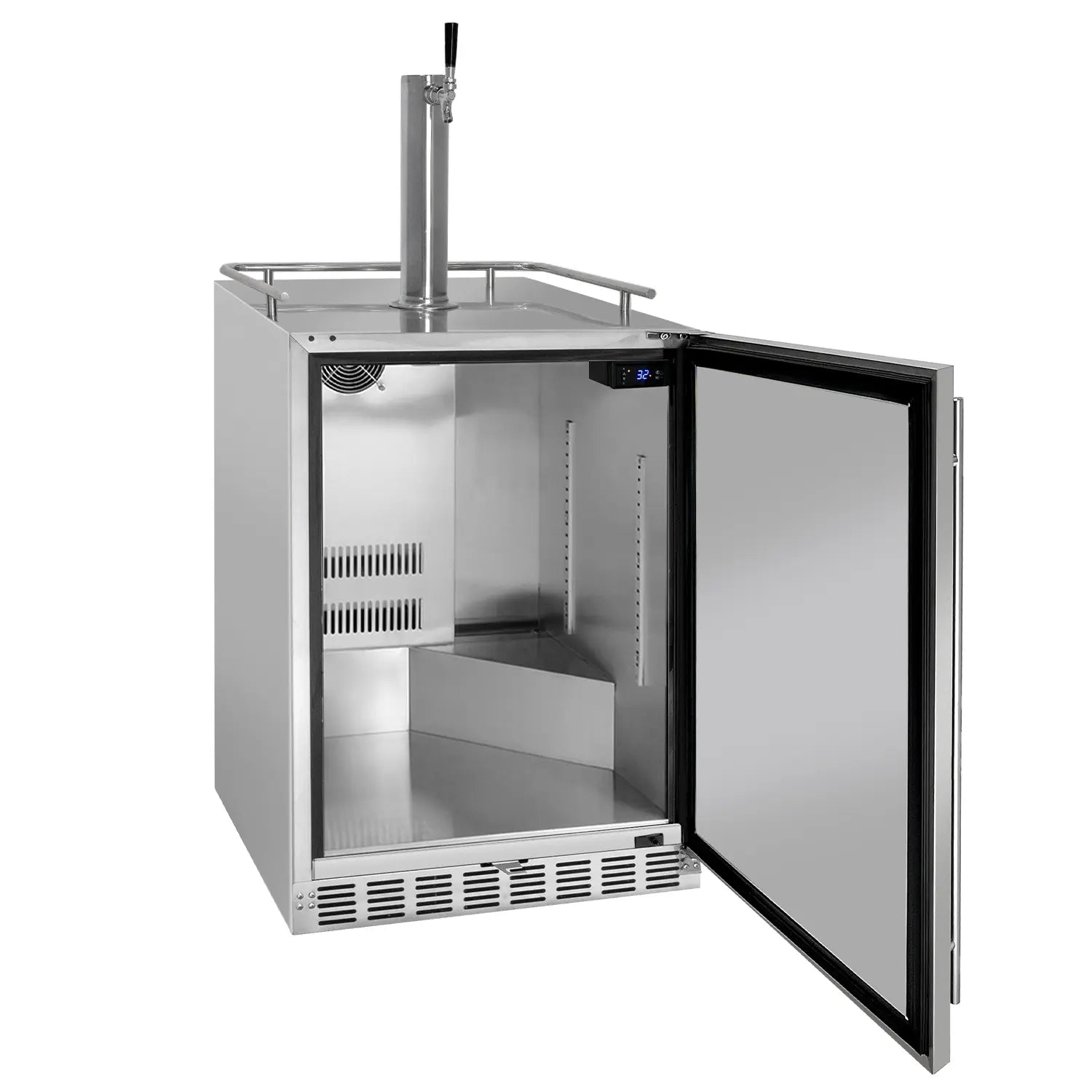 Kegco 24" Wide Single Tap Stainless Steel Built-In Right Hinge Kegerator with Kit