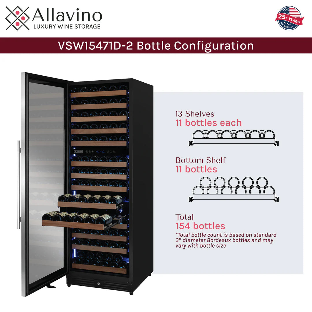 Allavino Reserva Series 163 Bottle 71" Stainless Steel Wine Refrigerator