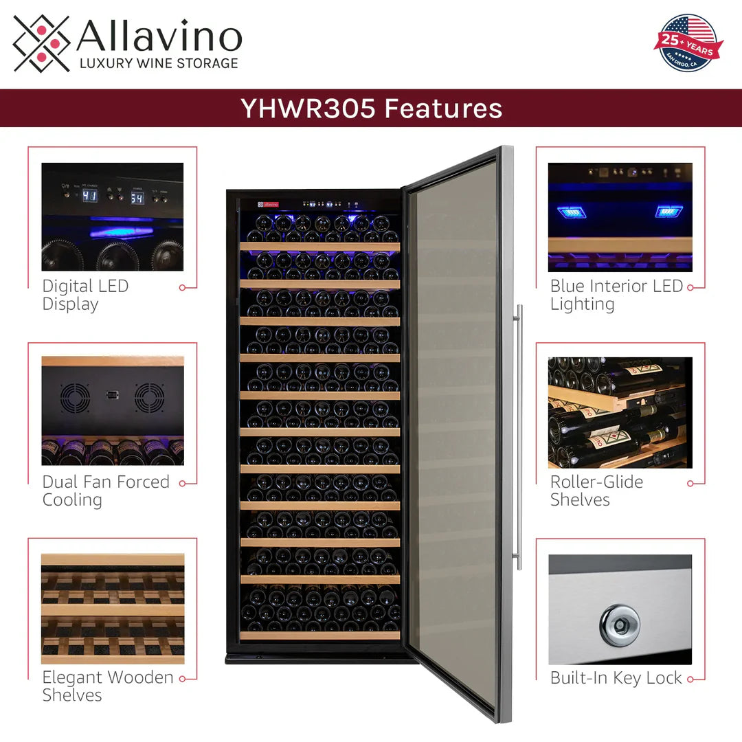 Allavino 32" Wide Vite II Tru-Vino 277 Bottle Stainless Steel Wine Refrigerator