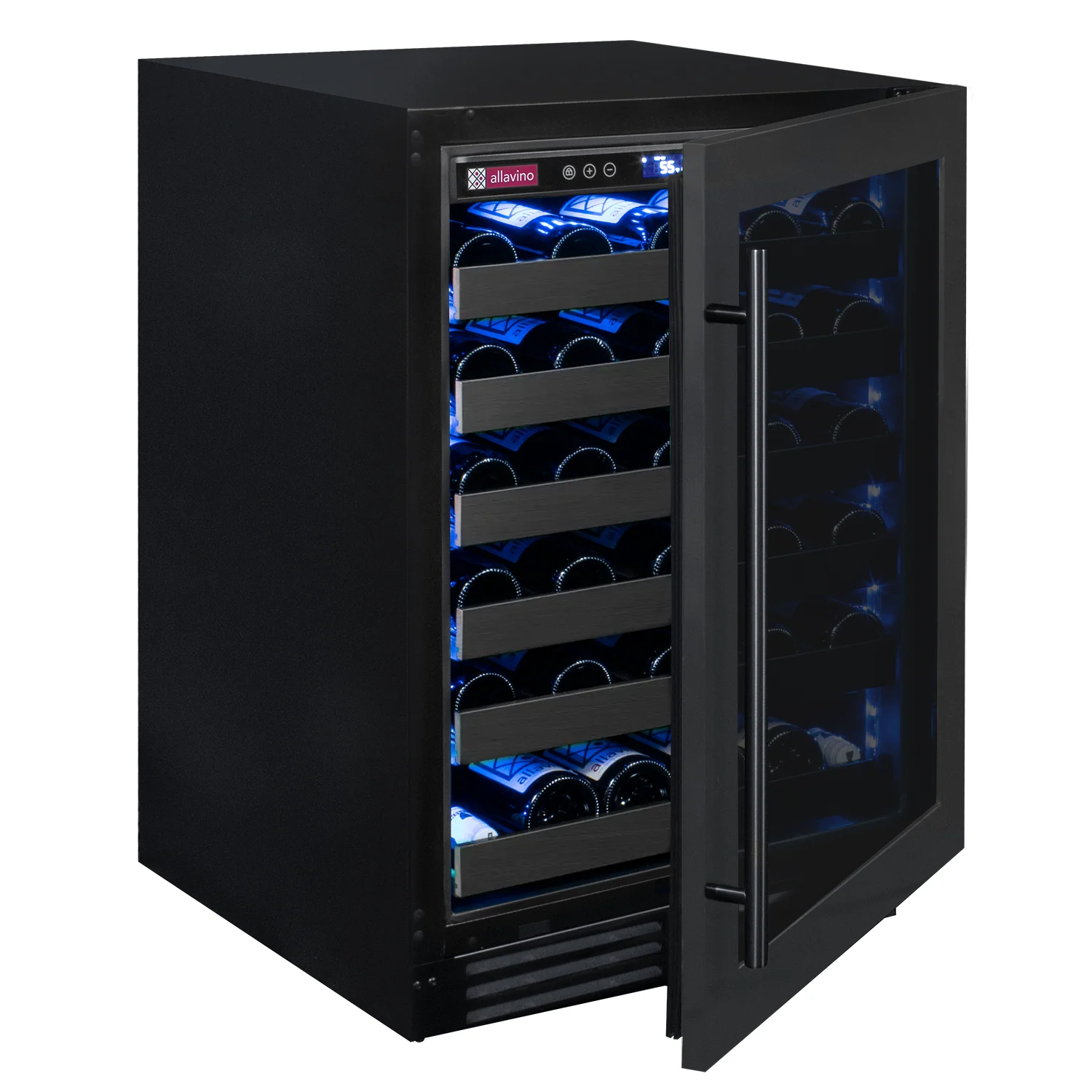 Allavino Reserva Series 50 Bottle Single Zone Built-in Luxury Wine Refrigerator with Black Stainless Steel Door - Right Hinge