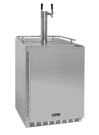Kegco 24" Wide Dual Tap Stainless Steel Built-In Right Hinge Kegerator with Kit